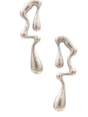 Silver Organic Drop Dangle Earrings